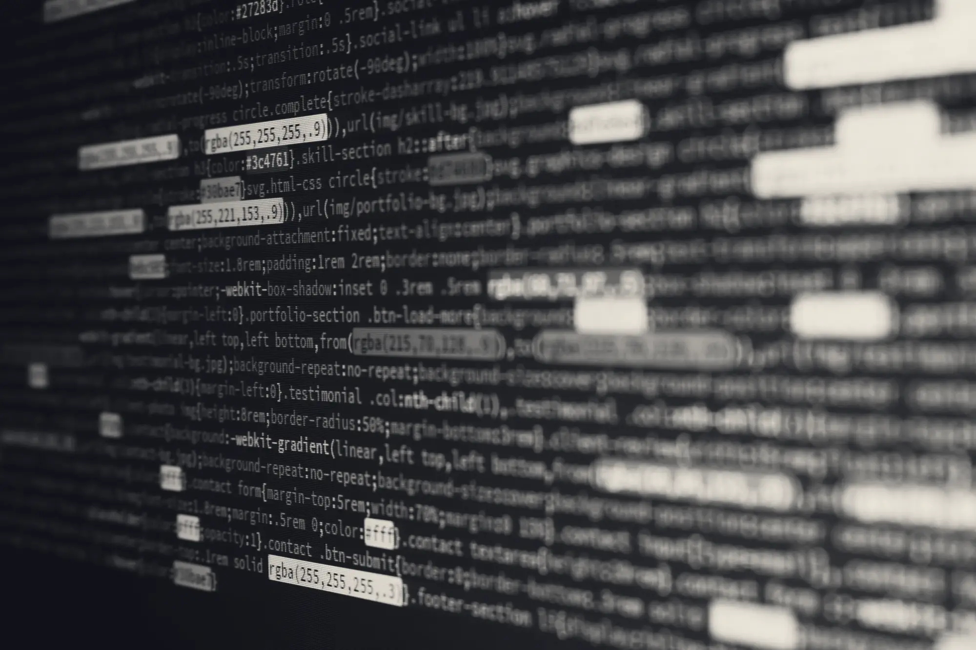 Code on a screen