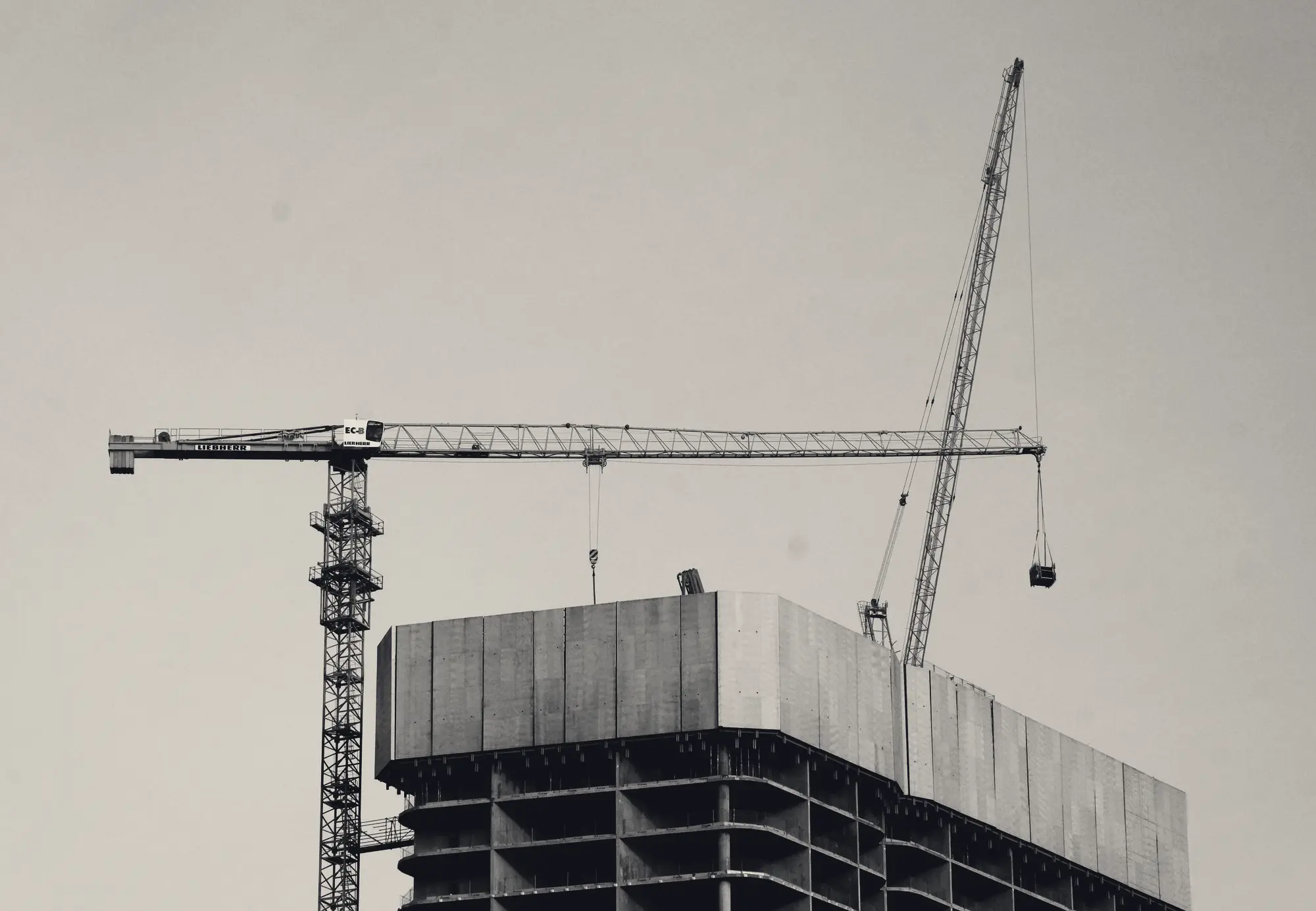 Tower crane over a building